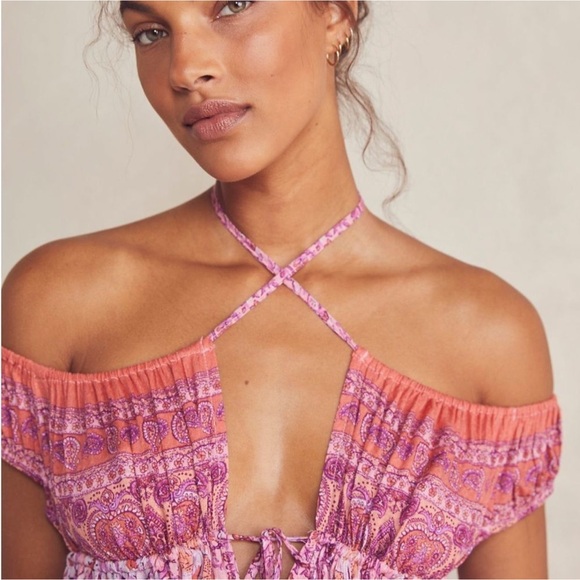 Free People NWT beautiful strawberry combo boho print tunic or dress size small - Picture 1 of 16